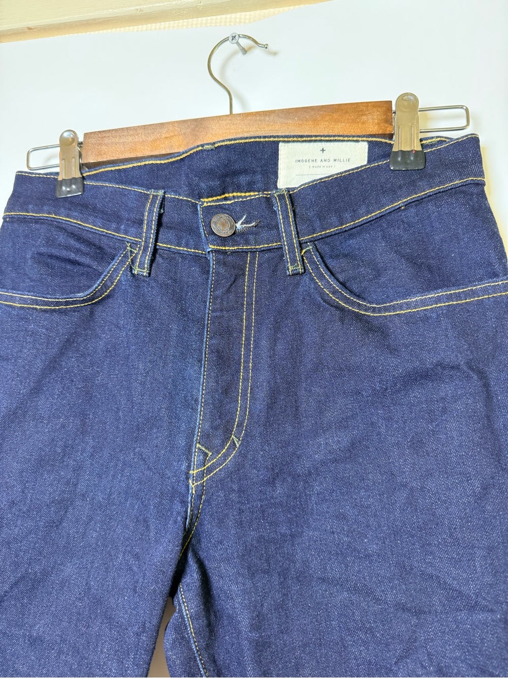 Imogene + Willie The Imogene Slim Straight Jeans Dark Indigo Stretch Denim Sz 27 - Picture 5 of 13
